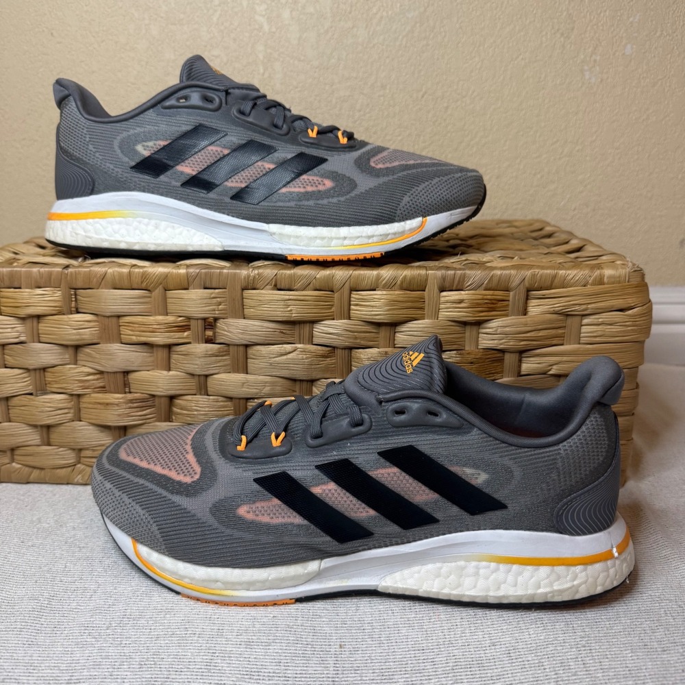 Adidas Supernova+ Running Shoes Mens 9.5 Grey Orange GX2952 Sneakers